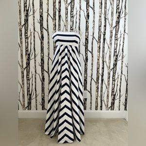 Jessica Simpson Navy and White Stripe Maternity Maxi Dress